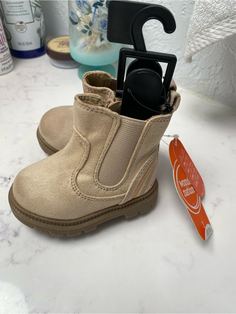 Wonder Nation Beige/Tan Chelsea Baby Boots Size 2
